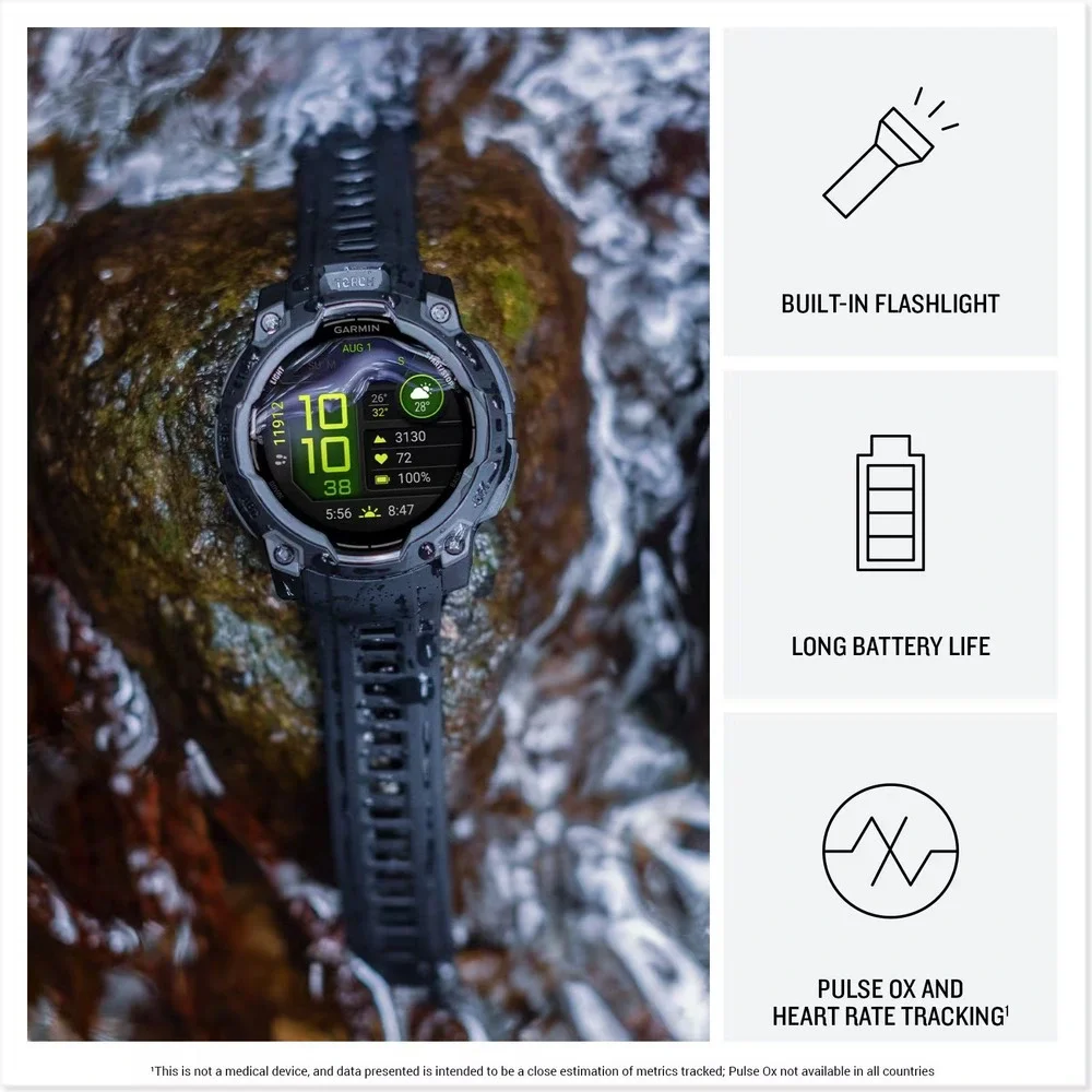 Garmin Instinct 3 Rugged GPS Smartwatch 50mm Running Health Fitness Smart Watch